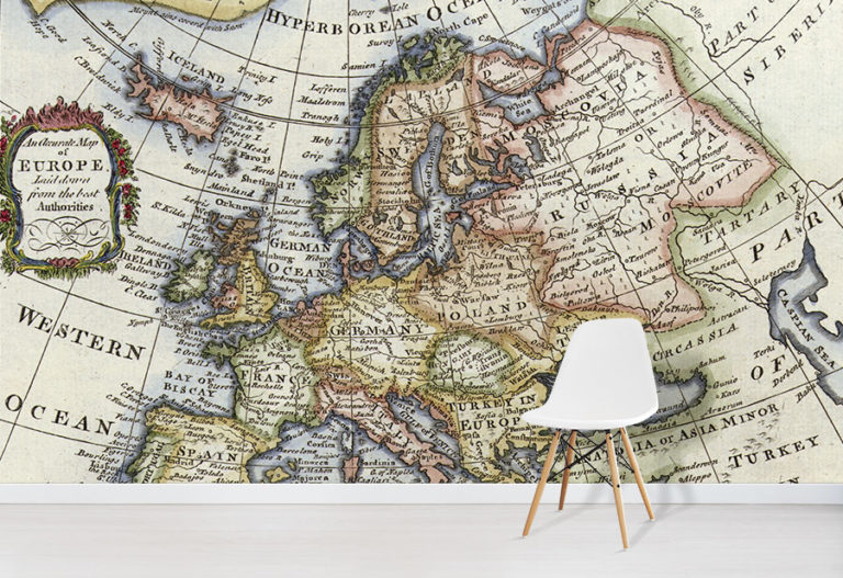 Vintage Europe Map Wallpaper | Historical Map Wallpaper | Wallpapered