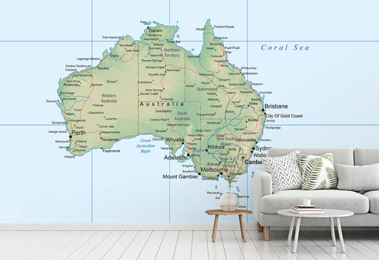 Australia Map Mural Map Wallpaper Wall Murals Wallpapered